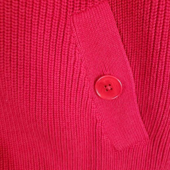 Talbots Cardigan Sweater Women’s Plus Size 2X Solid Red Chunky Knit Holiday - Picture 4 of 9